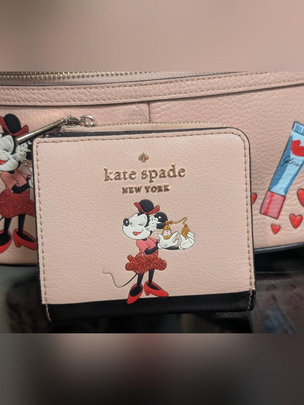 Kate Spade SET x Disney Minnie Mouse Medium Backpack & L Zip Bi-fold Wallet - Picture 14 of 16